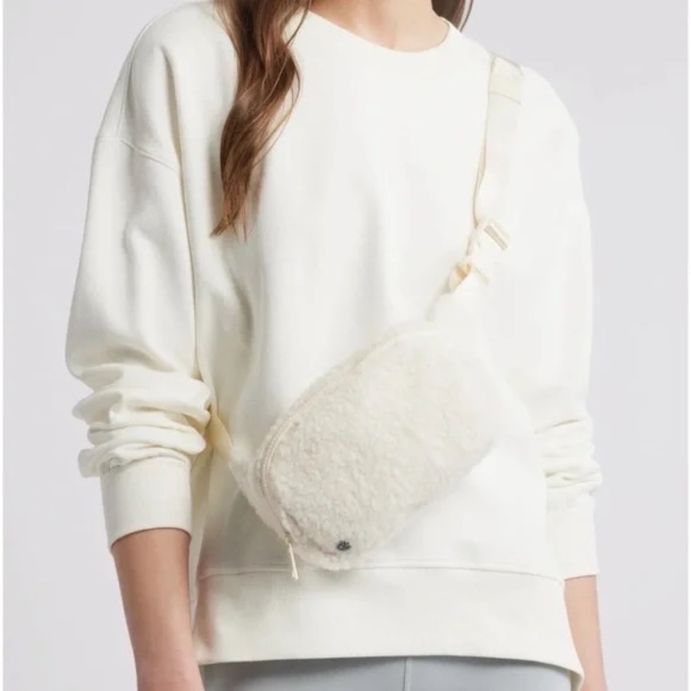 Z by Zella, Faux Shearling Belt Bag, Cream, NWT